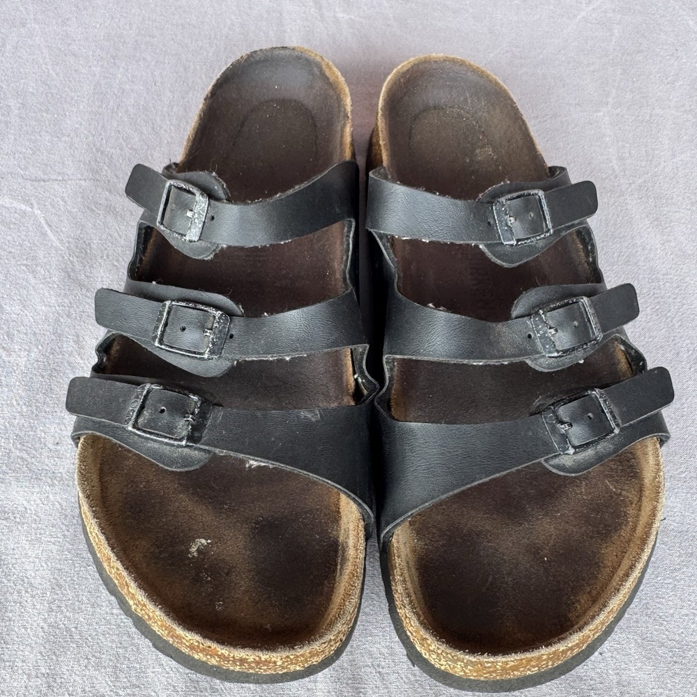 Size 39/W8 - Birkenstock Florida Black Triple Strap Florida Sandals - Picture 3 of 9